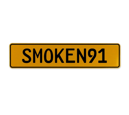 SMOKEN91  - Yellow Aluminum Street Sign Mancave Euro Plate Name Door Sign Wall