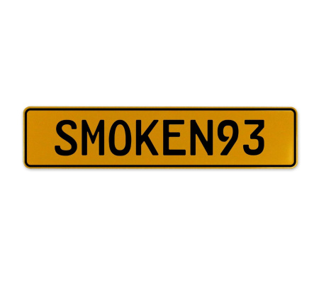 SMOKEN93  - Yellow Aluminum Street Sign Mancave Euro Plate Name Door Sign Wall