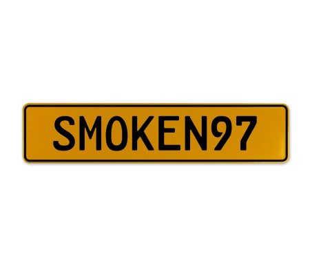 SMOKEN97  - Yellow Aluminum Street Sign Mancave Euro Plate Name Door Sign Wall