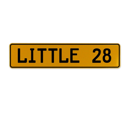 LITTLE 28  - Yellow Aluminum Street Sign Mancave Euro Plate Name Door Sign Wall