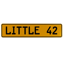 LITTLE 42  - Yellow Aluminum Street Sign Mancave Euro Plate Name Door Sign Wall