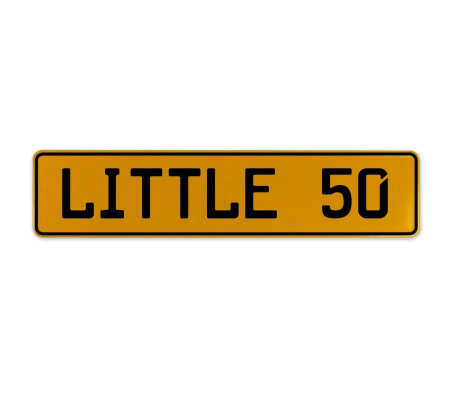 LITTLE 50  - Yellow Aluminum Street Sign Mancave Euro Plate Name Door Sign Wall