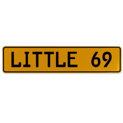 LITTLE 69  - Yellow Aluminum Street Sign Mancave Euro Plate Name Door Sign Wall