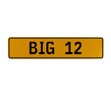 BIG 12  - Yellow Aluminum Street Sign Mancave Euro Plate Name Door Sign Wall