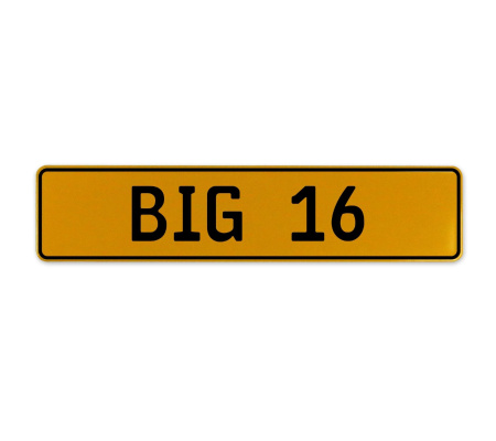 BIG 16  - Yellow Aluminum Street Sign Mancave Euro Plate Name Door Sign Wall