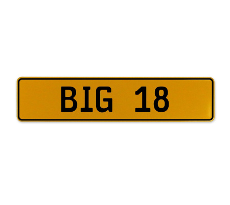BIG 18  - Yellow Aluminum Street Sign Mancave Euro Plate Name Door Sign Wall