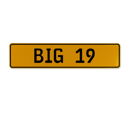 BIG 19  - Yellow Aluminum Street Sign Mancave Euro Plate Name Door Sign Wall