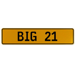 BIG 21  - Yellow Aluminum Street Sign Mancave Euro Plate Name Door Sign Wall