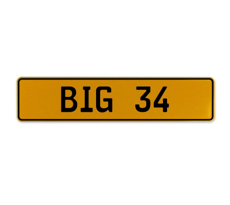 BIG 34  - Yellow Aluminum Street Sign Mancave Euro Plate Name Door Sign Wall