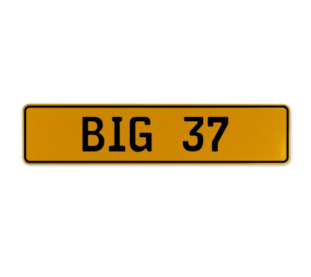 BIG 37  - Yellow Aluminum Street Sign Mancave Euro Plate Name Door Sign Wall