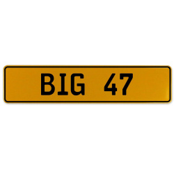 BIG 47  - Yellow Aluminum Street Sign Mancave Euro Plate Name Door Sign Wall