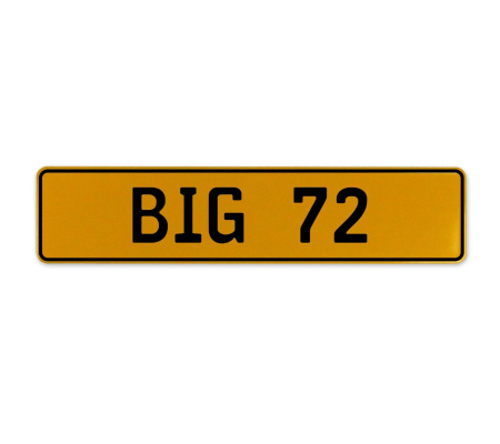 BIG 72  - Yellow Aluminum Street Sign Mancave Euro Plate Name Door Sign Wall