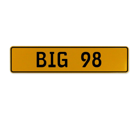 BIG 98  - Yellow Aluminum Street Sign Mancave Euro Plate Name Door Sign Wall