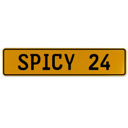 SPICY 24  - Yellow Aluminum Street Sign Mancave Euro Plate Name Door Sign Wall