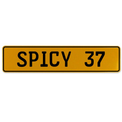SPICY 37  - Yellow Aluminum Street Sign Mancave Euro Plate Name Door Sign Wall