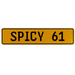 SPICY 61  - Yellow Aluminum Street Sign Mancave Euro Plate Name Door Sign Wall