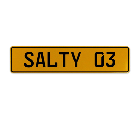 SALTY 03  - Yellow Aluminum Street Sign Mancave Euro Plate Name Door Sign Wall
