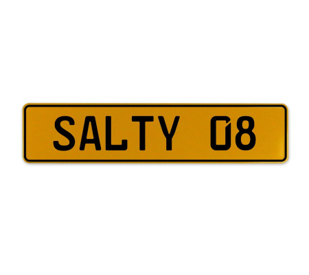 SALTY 08  - Yellow Aluminum Street Sign Mancave Euro Plate Name Door Sign Wall