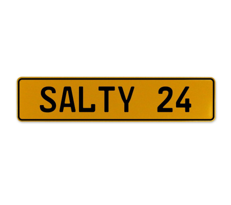 SALTY 24  - Yellow Aluminum Street Sign Mancave Euro Plate Name Door Sign Wall