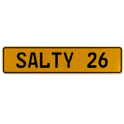 SALTY 26  - Yellow Aluminum Street Sign Mancave Euro Plate Name Door Sign Wall