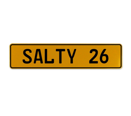 SALTY 26  - Yellow Aluminum Street Sign Mancave Euro Plate Name Door Sign Wall