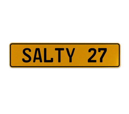 SALTY 27  - Yellow Aluminum Street Sign Mancave Euro Plate Name Door Sign Wall