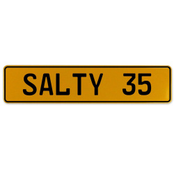 SALTY 35  - Yellow Aluminum Street Sign Mancave Euro Plate Name Door Sign Wall