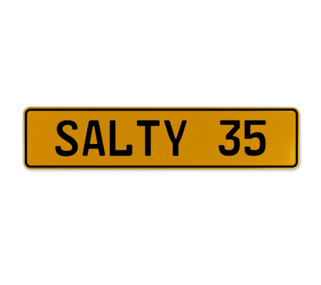 SALTY 35  - Yellow Aluminum Street Sign Mancave Euro Plate Name Door Sign Wall