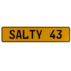 SALTY 43  - Yellow Aluminum Street Sign Mancave Euro Plate Name Door Sign Wall