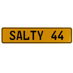 SALTY 44  - Yellow Aluminum Street Sign Mancave Euro Plate Name Door Sign Wall