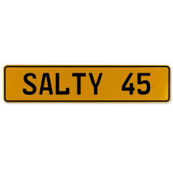 SALTY 45  - Yellow Aluminum Street Sign Mancave Euro Plate Name Door Sign Wall