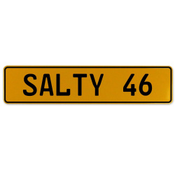 SALTY 46  - Yellow Aluminum Street Sign Mancave Euro Plate Name Door Sign Wall