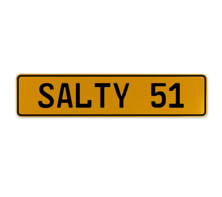 SALTY 51  - Yellow Aluminum Street Sign Mancave Euro Plate Name Door Sign Wall