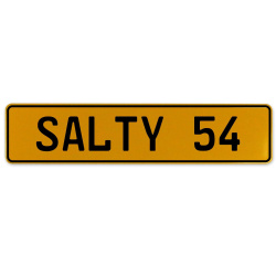 SALTY 54  - Yellow Aluminum Street Sign Mancave Euro Plate Name Door Sign Wall