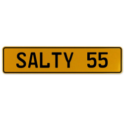 SALTY 55  - Yellow Aluminum Street Sign Mancave Euro Plate Name Door Sign Wall