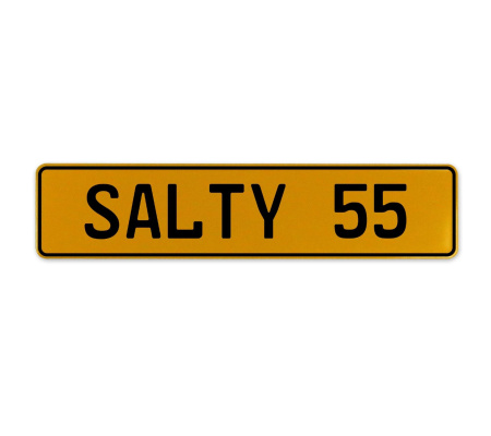 SALTY 55  - Yellow Aluminum Street Sign Mancave Euro Plate Name Door Sign Wall