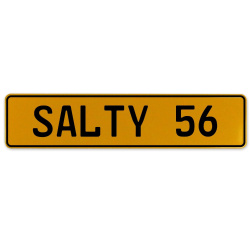 SALTY 56  - Yellow Aluminum Street Sign Mancave Euro Plate Name Door Sign Wall