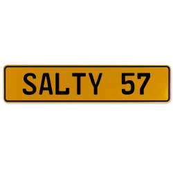SALTY 57  - Yellow Aluminum Street Sign Mancave Euro Plate Name Door Sign Wall