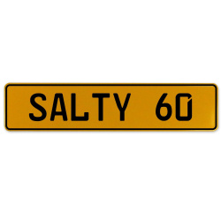 SALTY 60  - Yellow Aluminum Street Sign Mancave Euro Plate Name Door Sign Wall