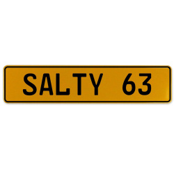 SALTY 63  - Yellow Aluminum Street Sign Mancave Euro Plate Name Door Sign Wall