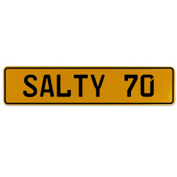 SALTY 70  - Yellow Aluminum Street Sign Mancave Euro Plate Name Door Sign Wall