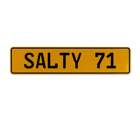 SALTY 71  - Yellow Aluminum Street Sign Mancave Euro Plate Name Door Sign Wall