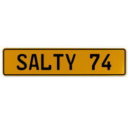 SALTY 74  - Yellow Aluminum Street Sign Mancave Euro Plate Name Door Sign Wall
