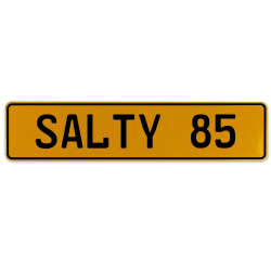 SALTY 85  - Yellow Aluminum Street Sign Mancave Euro Plate Name Door Sign Wall