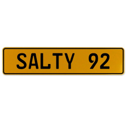 SALTY 92  - Yellow Aluminum Street Sign Mancave Euro Plate Name Door Sign Wall