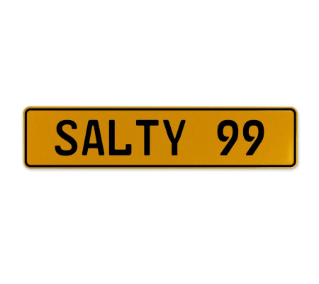 SALTY 99  - Yellow Aluminum Street Sign Mancave Euro Plate Name Door Sign Wall