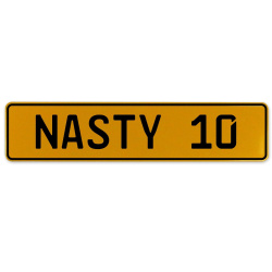 NASTY 10  - Yellow Aluminum Street Sign Mancave Euro Plate Name Door Sign Wall