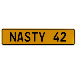NASTY 42  - Yellow Aluminum Street Sign Mancave Euro Plate Name Door Sign Wall