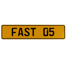 FAST 05  - Yellow Aluminum Street Sign Mancave Euro Plate Name Door Sign Wall