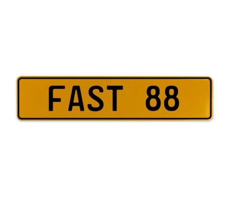 FAST 88  - Yellow Aluminum Street Sign Mancave Euro Plate Name Door Sign Wall